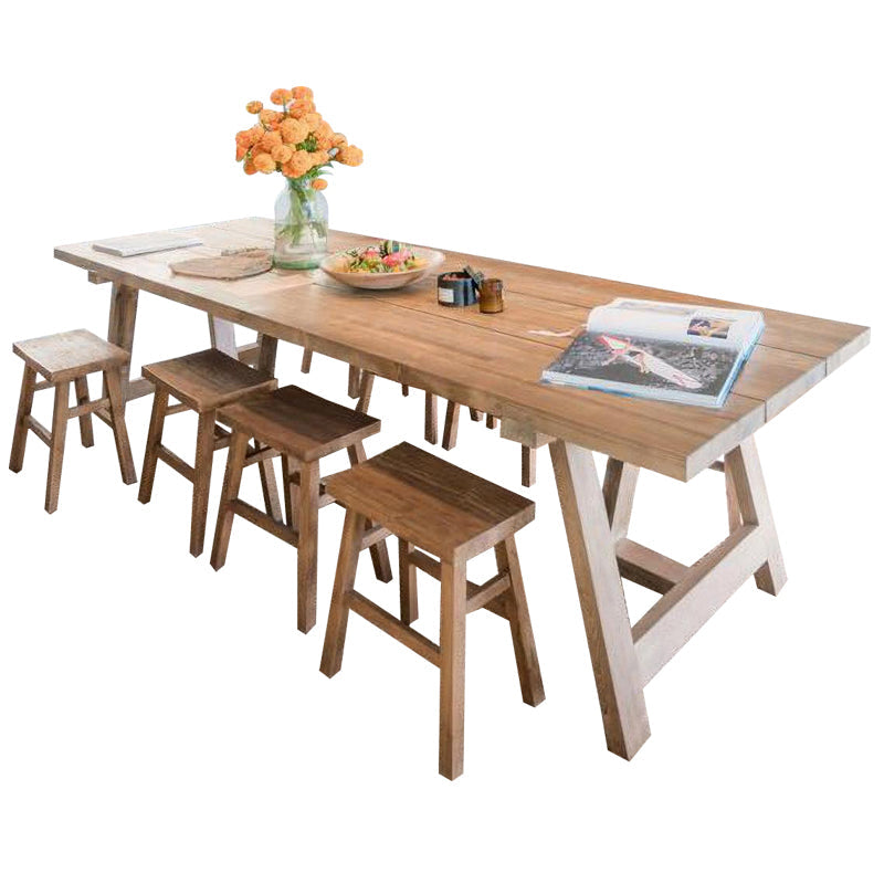 Rectangle Solid Wood Dining Table Modern Pine Table in Nature with Double Pedestal Clearhalo ' dining_table' 'Dining Tables & Seating' 'Dining Tables' 'furn' 'furn_dining_table' 'Furniture' 'furniture_dining_table' 'Kitchen & Dining Furniture' 'kitchen&dining_furn' 'kitchen' 'kitchen_dining_table' 3876245