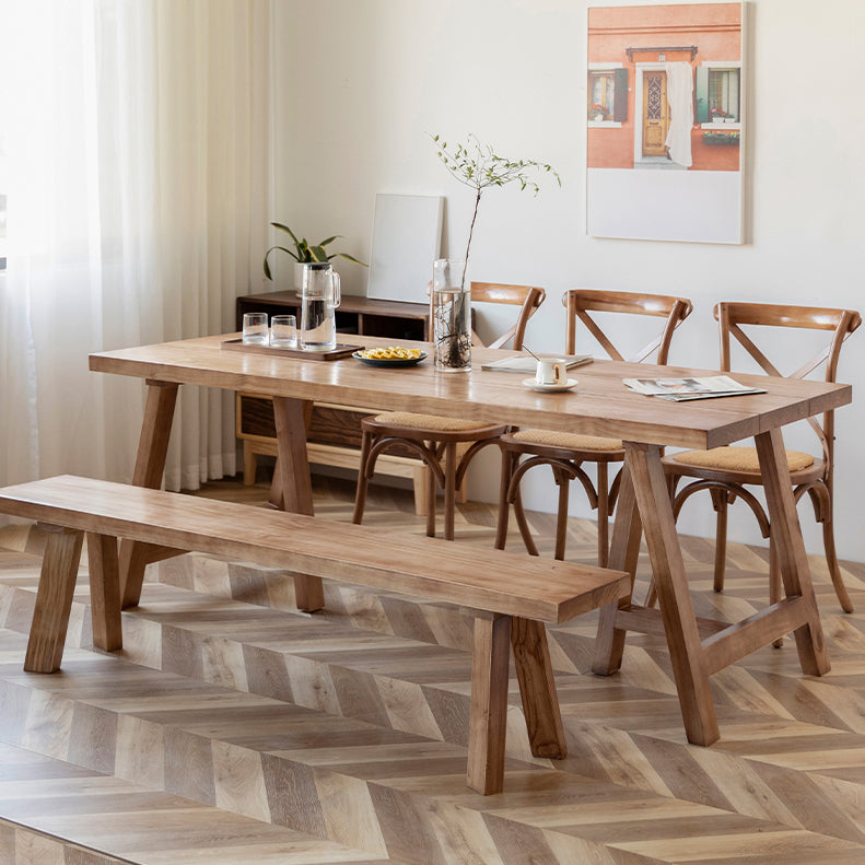 Rectangle Solid Wood Dining Table Modern Pine Table in Nature with Double Pedestal Clearhalo ' dining_table' 'Dining Tables & Seating' 'Dining Tables' 'furn' 'furn_dining_table' 'Furniture' 'furniture_dining_table' 'Kitchen & Dining Furniture' 'kitchen&dining_furn' 'kitchen' 'kitchen_dining_table' 3876248