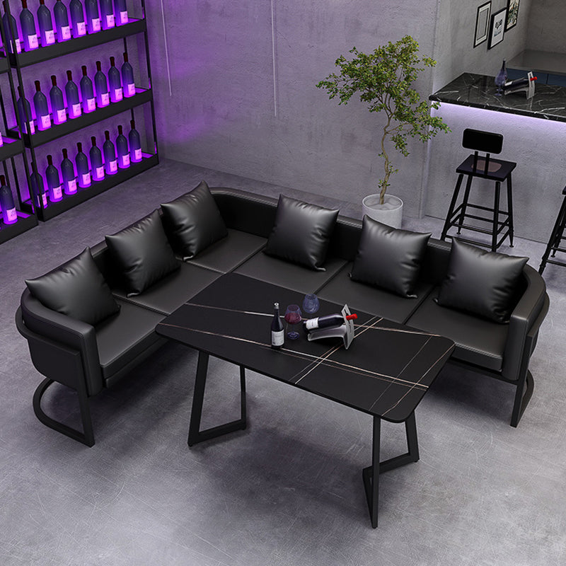 Industrial Dining Table Black Sintered Stone Table with Metal Base for Dining Room Clearhalo ' dining_table' 'Dining Tables & Seating' 'Dining Tables' 'furn' 'furn_dining_table' 'Furniture' 'furniture_dining_table' 'Kitchen & Dining Furniture' 'kitchen&dining_furn' 'kitchen' 'kitchen_dining_table' 3876251