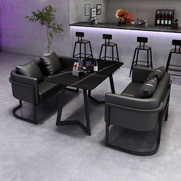 Industrial Dining Table Black Sintered Stone Table with Metal Base for Dining Room Clearhalo ' dining_table' 'Dining Tables & Seating' 'Dining Tables' 'furn' 'furn_dining_table' 'Furniture' 'furniture_dining_table' 'Kitchen & Dining Furniture' 'kitchen&dining_furn' 'kitchen' 'kitchen_dining_table' 3876252