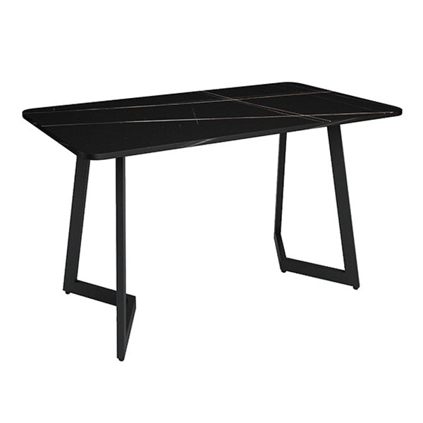 Industrial Dining Table Black Sintered Stone Table with Metal Base for Dining Room Without Chairs Clearhalo ' dining_table' 'Dining Tables & Seating' 'Dining Tables' 'furn' 'furn_dining_table' 'Furniture' 'furniture_dining_table' 'Kitchen & Dining Furniture' 'kitchen&dining_furn' 'kitchen' 'kitchen_dining_table' 3876253