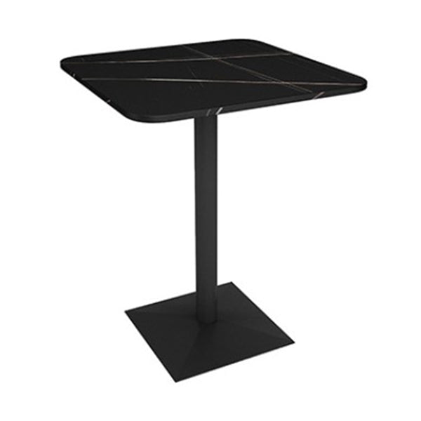 Industrial Dining Table Black Sintered Stone Table with Metal Base for Dining Room 23.6"L x 23.6"W x 29.5"H Without Chairs Clearhalo ' dining_table' 'Dining Tables & Seating' 'Dining Tables' 'furn' 'furn_dining_table' 'Furniture' 'furniture_dining_table' 'Kitchen & Dining Furniture' 'kitchen&dining_furn' 'kitchen' 'kitchen_dining_table' 3876254