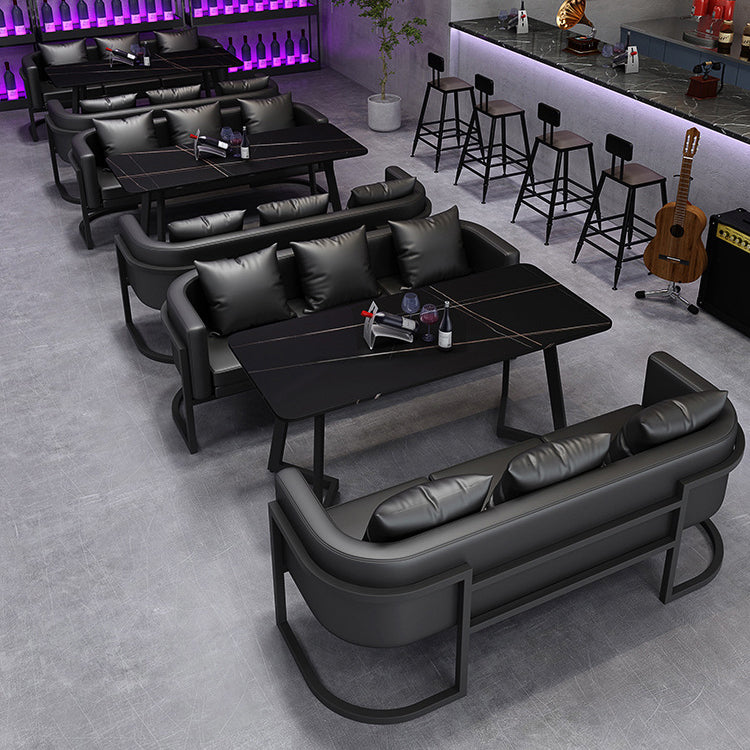 Industrial Dining Table Black Sintered Stone Table with Metal Base for Dining Room Clearhalo ' dining_table' 'Dining Tables & Seating' 'Dining Tables' 'furn' 'furn_dining_table' 'Furniture' 'furniture_dining_table' 'Kitchen & Dining Furniture' 'kitchen&dining_furn' 'kitchen' 'kitchen_dining_table' 3876258