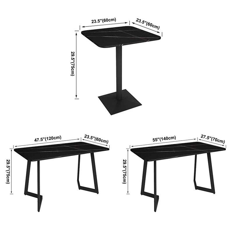 Industrial Dining Table Black Sintered Stone Table with Metal Base for Dining Room Clearhalo ' dining_table' 'Dining Tables & Seating' 'Dining Tables' 'furn' 'furn_dining_table' 'Furniture' 'furniture_dining_table' 'Kitchen & Dining Furniture' 'kitchen&dining_furn' 'kitchen' 'kitchen_dining_table' 3876259