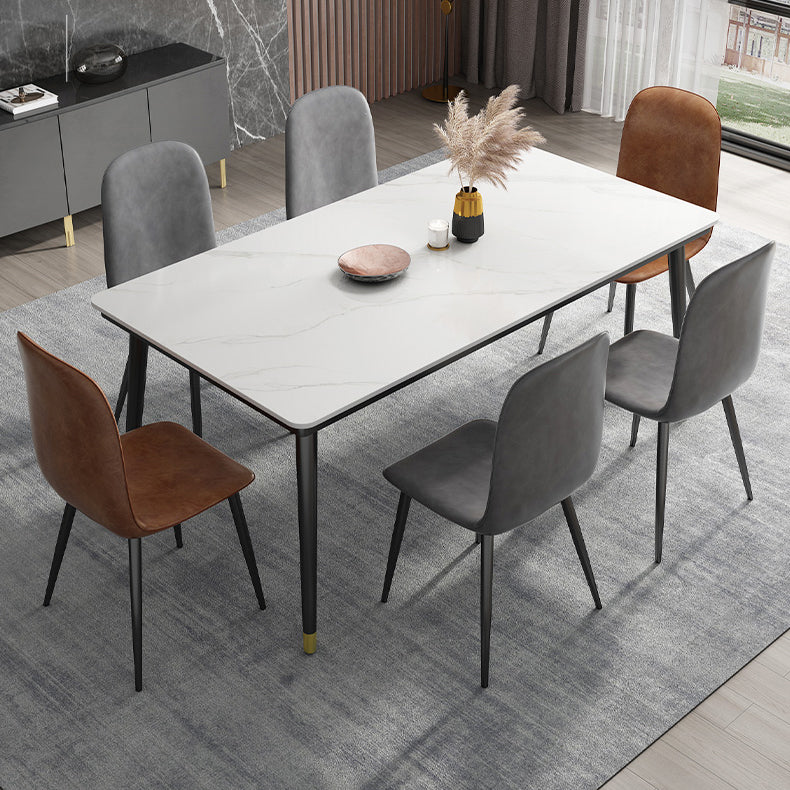 Modern Sintered Stone Kitchen Dining Table Standard Dining Table with 4 Legs Base White Without Chairs Clearhalo ' dining_table' 'Dining Tables & Seating' 'Dining Tables' 'furn' 'furn_dining_table' 'Furniture' 'furniture_dining_table' 'Kitchen & Dining Furniture' 'kitchen&dining_furn' 'kitchen' 'kitchen_dining_table' 3876262