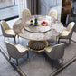Metal Traditional Luxury Round Indoor Table Sintered Stone Table with Pedestal Gray Without Chairs Clearhalo ' dining_table' 'Dining Tables & Seating' 'Dining Tables' 'furn' 'furn_dining_table' 'Furniture' 'furniture_dining_table' 'Kitchen & Dining Furniture' 'kitchen&dining_furn' 'kitchen' 'kitchen_dining_table' 3876276
