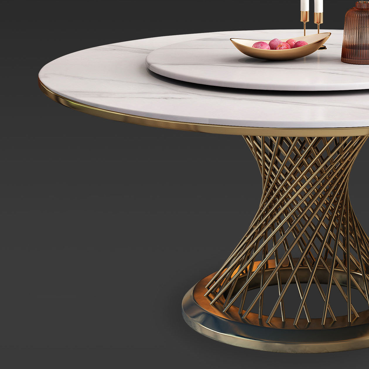 Metal Traditional Luxury Round Indoor Table Sintered Stone Table with Pedestal Clearhalo ' dining_table' 'Dining Tables & Seating' 'Dining Tables' 'furn' 'furn_dining_table' 'Furniture' 'furniture_dining_table' 'Kitchen & Dining Furniture' 'kitchen&dining_furn' 'kitchen' 'kitchen_dining_table' 3876283