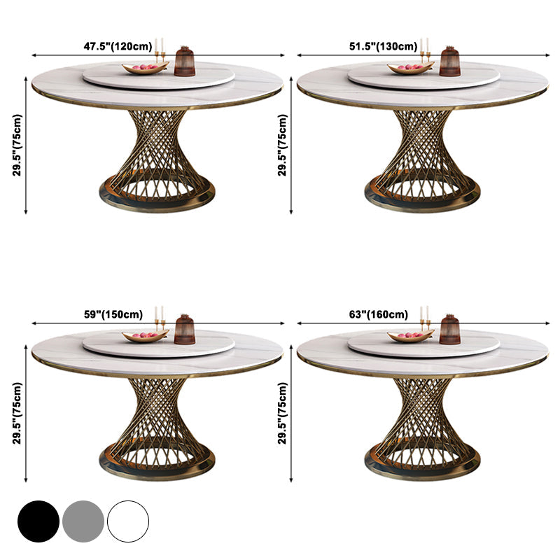 Metal Traditional Luxury Round Indoor Table Sintered Stone Table with Pedestal Clearhalo ' dining_table' 'Dining Tables & Seating' 'Dining Tables' 'furn' 'furn_dining_table' 'Furniture' 'furniture_dining_table' 'Kitchen & Dining Furniture' 'kitchen&dining_furn' 'kitchen' 'kitchen_dining_table' 3876284