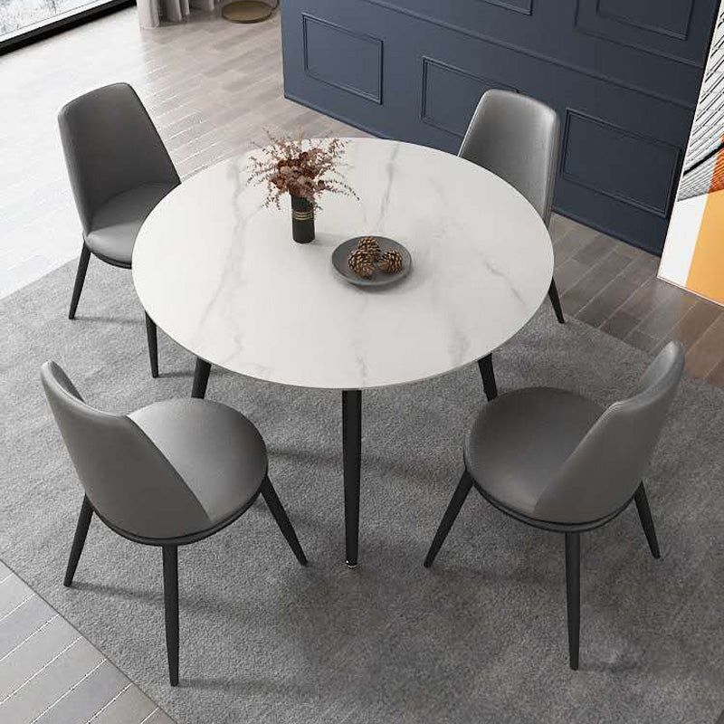 Luxury Style Home Sintered Stone Dining Table 4 Legs Metallic Base Round Table Clearhalo ' dining_table' 'Dining Tables & Seating' 'Dining Tables' 'furn' 'furn_dining_table' 'Furniture' 'furniture_dining_table' 'Kitchen & Dining Furniture' 'kitchen&dining_furn' 'kitchen' 'kitchen_dining_table' 3876297