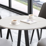 Luxury Style Home Sintered Stone Dining Table 4 Legs Metallic Base Round Table Clearhalo ' dining_table' 'Dining Tables & Seating' 'Dining Tables' 'furn' 'furn_dining_table' 'Furniture' 'furniture_dining_table' 'Kitchen & Dining Furniture' 'kitchen&dining_furn' 'kitchen' 'kitchen_dining_table' 3876304