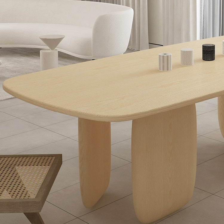 Simple Style Pine Solid Wood Dining Table 3 Legs Base Oval Table for Home Clearhalo ' dining_table' 'Dining Tables & Seating' 'Dining Tables' 'furn' 'furn_dining_table' 'Furniture' 'furniture_dining_table' 'Kitchen & Dining Furniture' 'kitchen&dining_furn' 'kitchen' 'kitchen_dining_table' 3876314