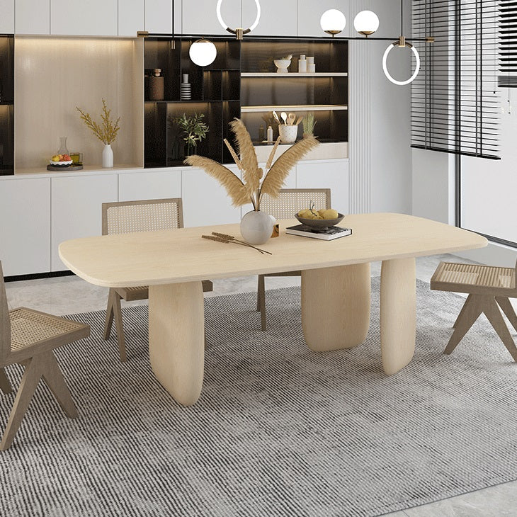 Simple Style Pine Solid Wood Dining Table 3 Legs Base Oval Table for Home Clearhalo ' dining_table' 'Dining Tables & Seating' 'Dining Tables' 'furn' 'furn_dining_table' 'Furniture' 'furniture_dining_table' 'Kitchen & Dining Furniture' 'kitchen&dining_furn' 'kitchen' 'kitchen_dining_table' 3876315