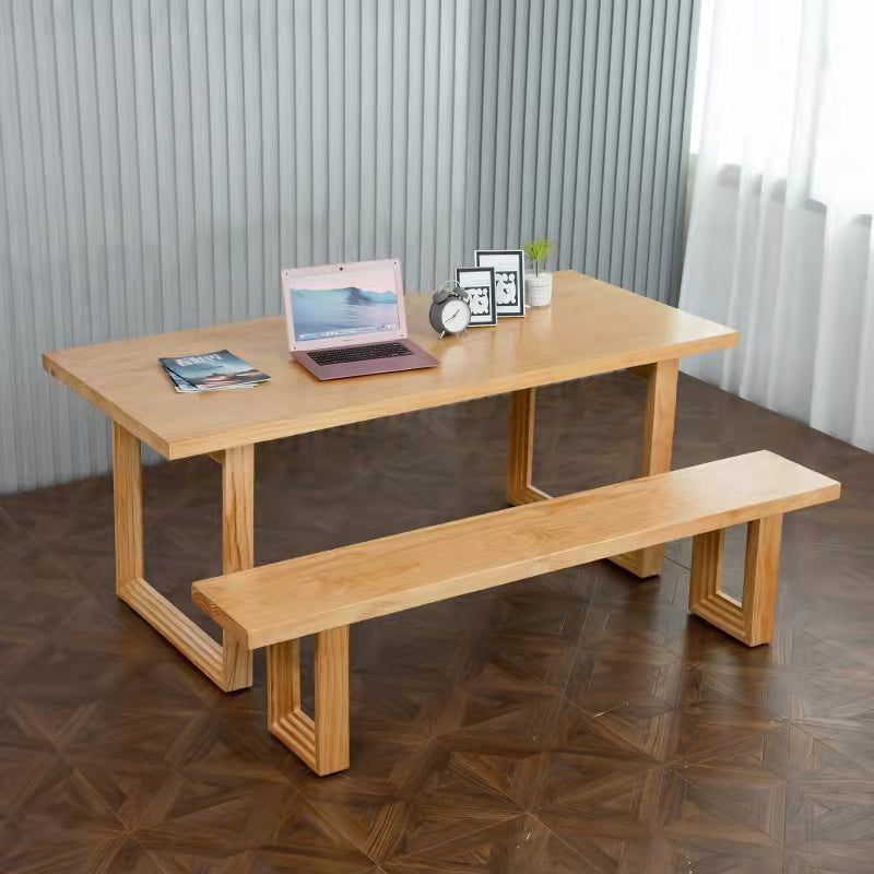 Rectangle Wooden Table in Nature Modern Pine Table with Double Pedestal Clearhalo ' dining_table' 'Dining Tables & Seating' 'Dining Tables' 'furn' 'furn_dining_table' 'Furniture' 'furniture_dining_table' 'Kitchen & Dining Furniture' 'kitchen&dining_furn' 'kitchen' 'kitchen_dining_table' 3876340