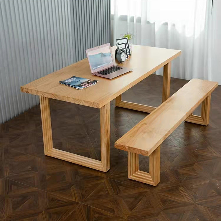 Rectangle Wooden Table in Nature Modern Pine Table with Double Pedestal Clearhalo ' dining_table' 'Dining Tables & Seating' 'Dining Tables' 'furn' 'furn_dining_table' 'Furniture' 'furniture_dining_table' 'Kitchen & Dining Furniture' 'kitchen&dining_furn' 'kitchen' 'kitchen_dining_table' 3876351