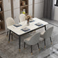 Glam Standard Rectangle Dining Table Sintered Stone Kitchen Dining Table with 4 Legs Base Clearhalo ' dining_table' 'Dining Tables & Seating' 'Dining Tables' 'furn' 'furn_dining_table' 'Furniture' 'furniture_dining_table' 'Kitchen & Dining Furniture' 'kitchen&dining_furn' 'kitchen' 'kitchen_dining_table' 3876354