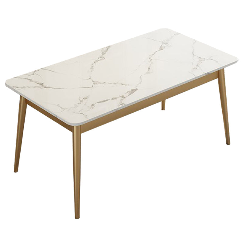 Glam Standard Rectangle Dining Table Sintered Stone Kitchen Dining Table with 4 Legs Base Gold Without Chairs Clearhalo ' dining_table' 'Dining Tables & Seating' 'Dining Tables' 'furn' 'furn_dining_table' 'Furniture' 'furniture_dining_table' 'Kitchen & Dining Furniture' 'kitchen&dining_furn' 'kitchen' 'kitchen_dining_table' 3876357