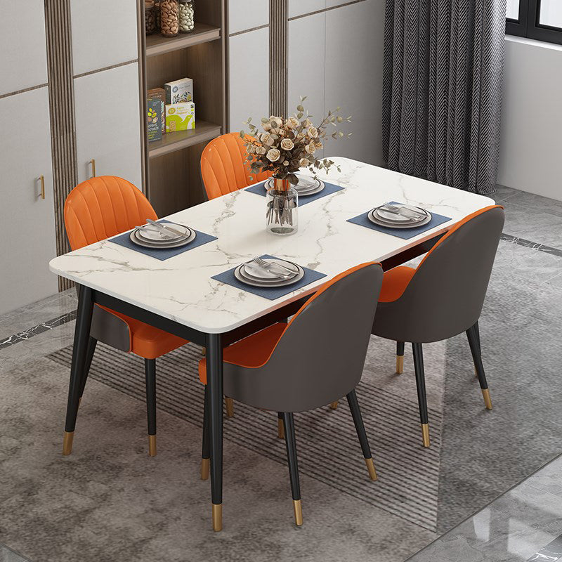 Glam Standard Rectangle Dining Table Sintered Stone Kitchen Dining Table with 4 Legs Base Clearhalo ' dining_table' 'Dining Tables & Seating' 'Dining Tables' 'furn' 'furn_dining_table' 'Furniture' 'furniture_dining_table' 'Kitchen & Dining Furniture' 'kitchen&dining_furn' 'kitchen' 'kitchen_dining_table' 3876360