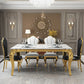 Traditional Luxury Stone Table Rectangle Stainless Steel Dining Table for Home Clearhalo ' dining_table' 'Dining Tables & Seating' 'Dining Tables' 'furn' 'furn_dining_table' 'Furniture' 'furniture_dining_table' 'Kitchen & Dining Furniture' 'kitchen&dining_furn' 'kitchen' 'kitchen_dining_table' 3876364