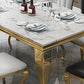 Traditional Luxury Stone Table Rectangle Stainless Steel Dining Table for Home Clearhalo ' dining_table' 'Dining Tables & Seating' 'Dining Tables' 'furn' 'furn_dining_table' 'Furniture' 'furniture_dining_table' 'Kitchen & Dining Furniture' 'kitchen&dining_furn' 'kitchen' 'kitchen_dining_table' 3876367