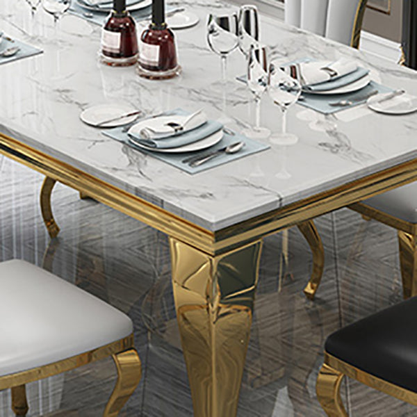 Traditional Luxury Stone Table Rectangle Stainless Steel Dining Table for Home Clearhalo ' dining_table' 'Dining Tables & Seating' 'Dining Tables' 'furn' 'furn_dining_table' 'Furniture' 'furniture_dining_table' 'Kitchen & Dining Furniture' 'kitchen&dining_furn' 'kitchen' 'kitchen_dining_table' 3876367