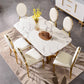 Metal Traditional Luxury Rectangular Table Sintered Stone Indoor Table with Trestle Clearhalo ' dining_table' 'Dining Tables & Seating' 'Dining Tables' 'furn' 'furn_dining_table' 'Furniture' 'furniture_dining_table' 'Kitchen & Dining Furniture' 'kitchen&dining_furn' 'kitchen' 'kitchen_dining_table' 3876374