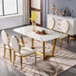 Metal Traditional Luxury Rectangular Table Sintered Stone Indoor Table with Trestle Clearhalo ' dining_table' 'Dining Tables & Seating' 'Dining Tables' 'furn' 'furn_dining_table' 'Furniture' 'furniture_dining_table' 'Kitchen & Dining Furniture' 'kitchen&dining_furn' 'kitchen' 'kitchen_dining_table' 3876379