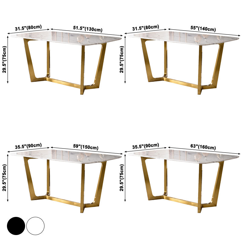 Metal Traditional Luxury Rectangular Table Sintered Stone Indoor Table with Trestle Clearhalo ' dining_table' 'Dining Tables & Seating' 'Dining Tables' 'furn' 'furn_dining_table' 'Furniture' 'furniture_dining_table' 'Kitchen & Dining Furniture' 'kitchen&dining_furn' 'kitchen' 'kitchen_dining_table' 3876380