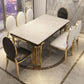 Metal Traditional Luxury Rectangle Indoor Table Sintered Stone Top Table with Legs Clearhalo ' dining_table' 'Dining Tables & Seating' 'Dining Tables' 'furn' 'furn_dining_table' 'Furniture' 'furniture_dining_table' 'Kitchen & Dining Furniture' 'kitchen&dining_furn' 'kitchen' 'kitchen_dining_table' 3876390
