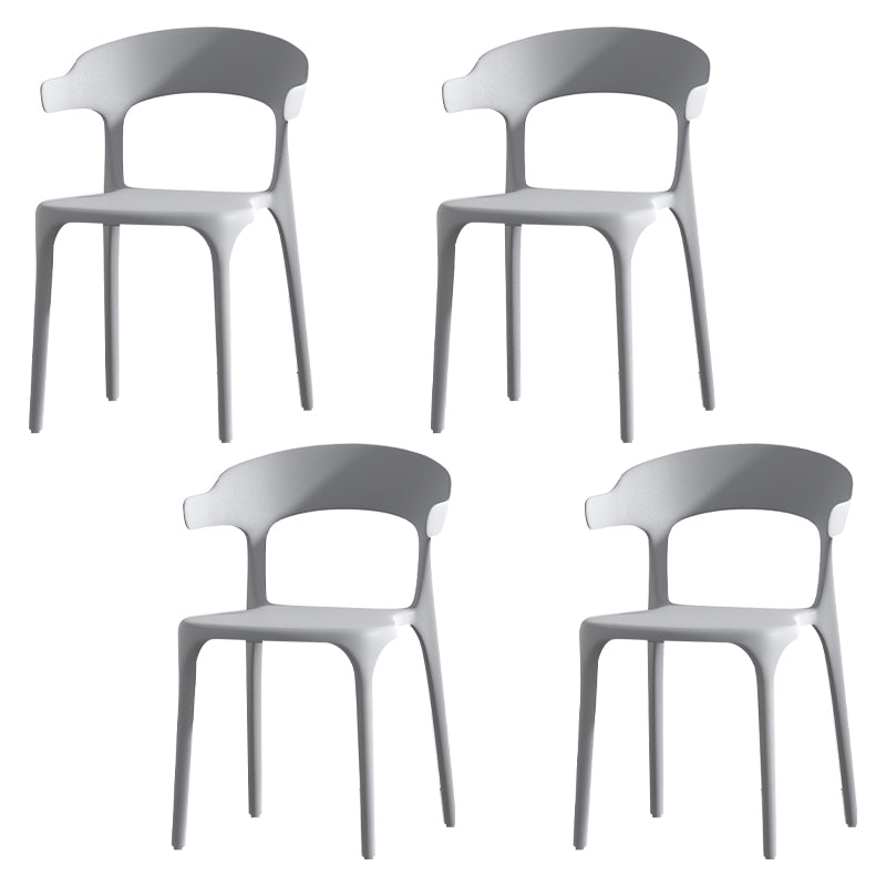 Scandinavian Living Room Plastic Arm Chair Matte Finish Wingback Dining Chair Light Gray 4 Piece Set Clearhalo ' kitchen&dining_furn' 'Dining Chairs' 'Dining Tables & Seating' 'dining_chair' 'furn' 'furn_dining_chair' 'Furniture' 'furniture_dining_chair' 'Kitchen & Dining Furniture' 'kitchen' 3876447