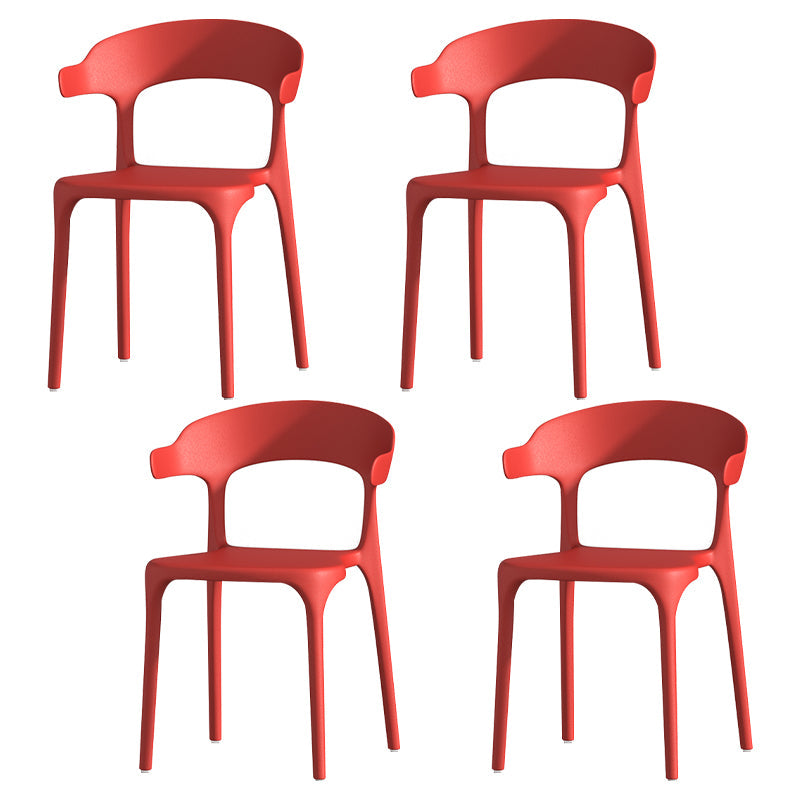 Scandinavian Living Room Plastic Arm Chair Matte Finish Wingback Dining Chair Red 4 Piece Set Clearhalo ' kitchen&dining_furn' 'Dining Chairs' 'Dining Tables & Seating' 'dining_chair' 'furn' 'furn_dining_chair' 'Furniture' 'furniture_dining_chair' 'Kitchen & Dining Furniture' 'kitchen' 3876457