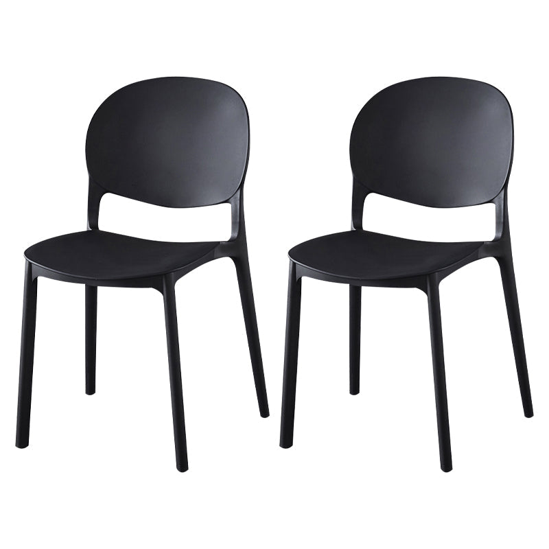 Contemporary Plastic Dining Side Chair Matte Finish Open Back Dining Side Chair Black 2 Piece Set Clearhalo ' kitchen&dining_furn' 'Dining Chairs' 'Dining Tables & Seating' 'dining_chair' 'furn' 'furn_dining_chair' 'Furniture' 'furniture_dining_chair' 'Kitchen & Dining Furniture' 'kitchen' 3876481