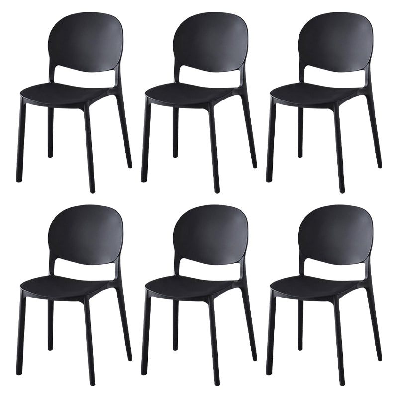 Contemporary Plastic Dining Side Chair Matte Finish Open Back Dining Side Chair Black 6 Piece Set Clearhalo ' kitchen&dining_furn' 'Dining Chairs' 'Dining Tables & Seating' 'dining_chair' 'furn' 'furn_dining_chair' 'Furniture' 'furniture_dining_chair' 'Kitchen & Dining Furniture' 'kitchen' 3876484