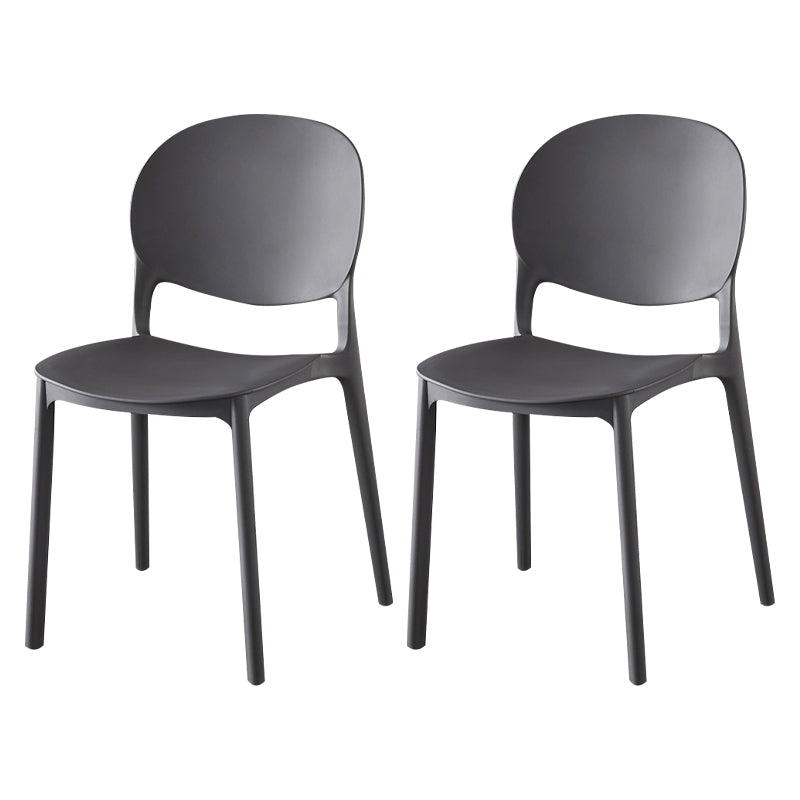 Contemporary Plastic Dining Side Chair Matte Finish Open Back Dining Side Chair Dark Gray 2 Piece Set Clearhalo ' kitchen&dining_furn' 'Dining Chairs' 'Dining Tables & Seating' 'dining_chair' 'furn' 'furn_dining_chair' 'Furniture' 'furniture_dining_chair' 'Kitchen & Dining Furniture' 'kitchen' 3876486
