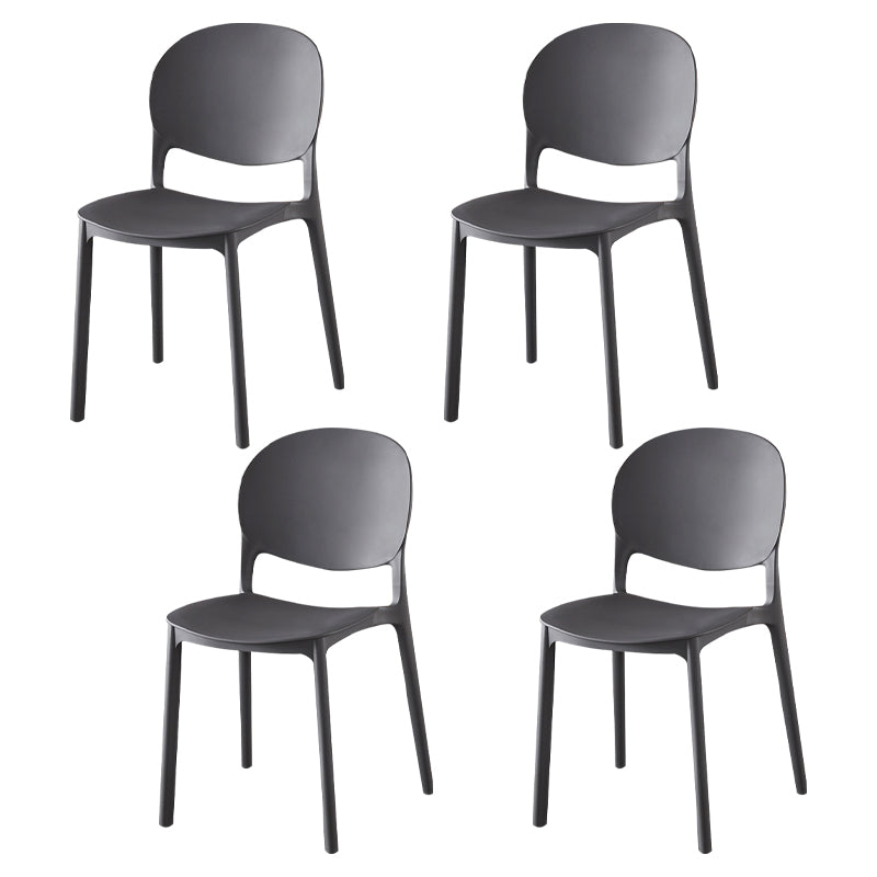 Contemporary Plastic Dining Side Chair Matte Finish Open Back Dining Side Chair Dark Gray 4 Piece Set Clearhalo ' kitchen&dining_furn' 'Dining Chairs' 'Dining Tables & Seating' 'dining_chair' 'furn' 'furn_dining_chair' 'Furniture' 'furniture_dining_chair' 'Kitchen & Dining Furniture' 'kitchen' 3876489