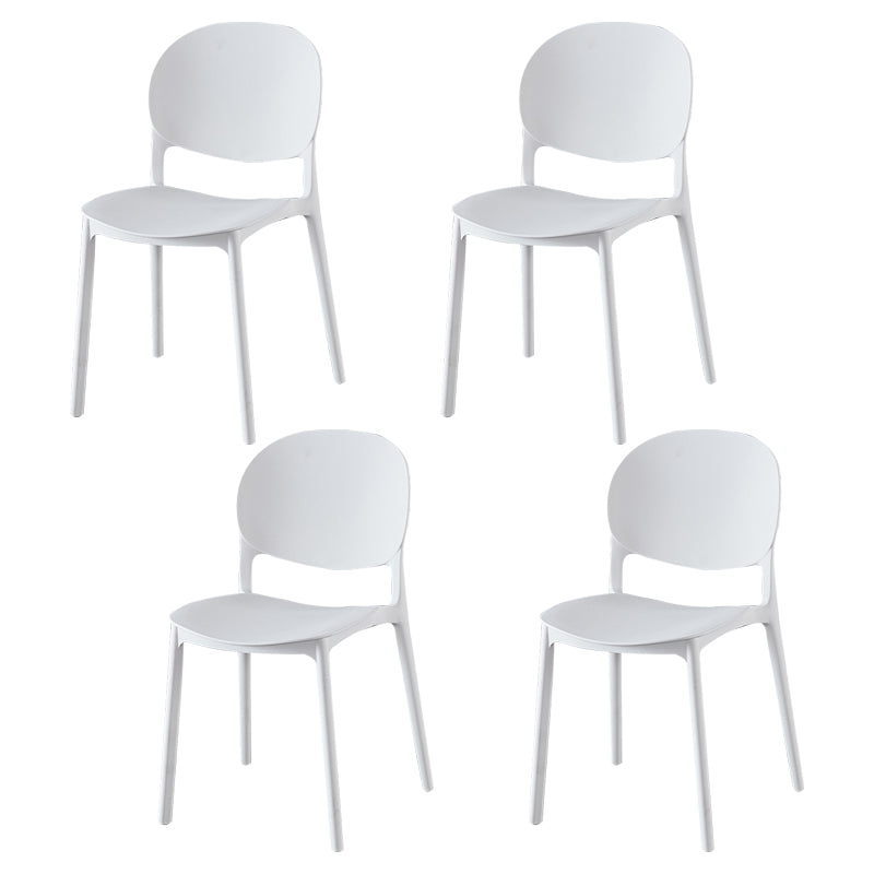 Contemporary Plastic Dining Side Chair Matte Finish Open Back Dining Side Chair White 4 Piece Set Clearhalo ' kitchen&dining_furn' 'Dining Chairs' 'Dining Tables & Seating' 'dining_chair' 'furn' 'furn_dining_chair' 'Furniture' 'furniture_dining_chair' 'Kitchen & Dining Furniture' 'kitchen' 3876494