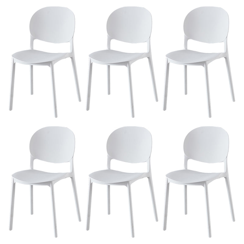 Contemporary Plastic Dining Side Chair Matte Finish Open Back Dining Side Chair White 6 Piece Set Clearhalo ' kitchen&dining_furn' 'Dining Chairs' 'Dining Tables & Seating' 'dining_chair' 'furn' 'furn_dining_chair' 'Furniture' 'furniture_dining_chair' 'Kitchen & Dining Furniture' 'kitchen' 3876496