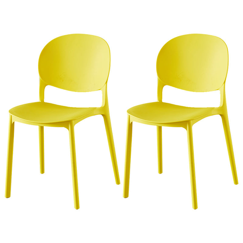 Contemporary Plastic Dining Side Chair Matte Finish Open Back Dining Side Chair Yellow 2 Piece Set Clearhalo ' kitchen&dining_furn' 'Dining Chairs' 'Dining Tables & Seating' 'dining_chair' 'furn' 'furn_dining_chair' 'Furniture' 'furniture_dining_chair' 'Kitchen & Dining Furniture' 'kitchen' 3876498