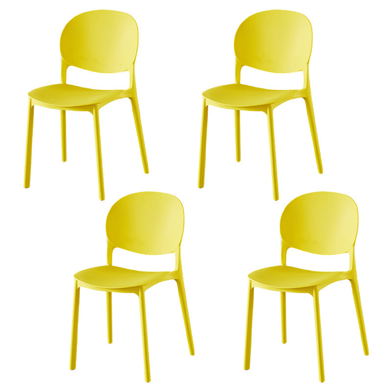 Contemporary Plastic Dining Side Chair Matte Finish Open Back Dining Side Chair Yellow 4 Piece Set Clearhalo ' kitchen&dining_furn' 'Dining Chairs' 'Dining Tables & Seating' 'dining_chair' 'furn' 'furn_dining_chair' 'Furniture' 'furniture_dining_chair' 'Kitchen & Dining Furniture' 'kitchen' 3876500