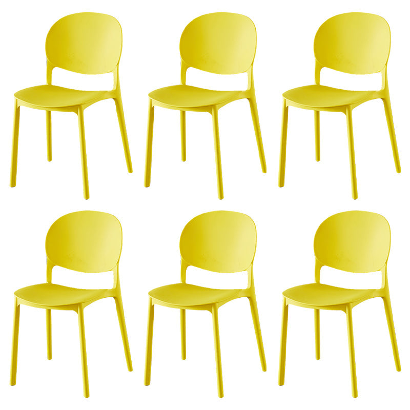 Contemporary Plastic Dining Side Chair Matte Finish Open Back Dining Side Chair Yellow 6 Piece Set Clearhalo ' kitchen&dining_furn' 'Dining Chairs' 'Dining Tables & Seating' 'dining_chair' 'furn' 'furn_dining_chair' 'Furniture' 'furniture_dining_chair' 'Kitchen & Dining Furniture' 'kitchen' 3876502