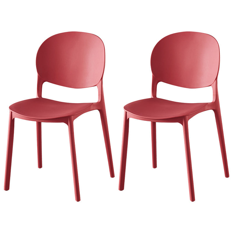 Contemporary Plastic Dining Side Chair Matte Finish Open Back Dining Side Chair Rose Red 2 Piece Set Clearhalo ' kitchen&dining_furn' 'Dining Chairs' 'Dining Tables & Seating' 'dining_chair' 'furn' 'furn_dining_chair' 'Furniture' 'furniture_dining_chair' 'Kitchen & Dining Furniture' 'kitchen' 3876503