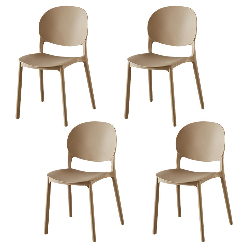Contemporary Plastic Dining Side Chair Matte Finish Open Back Dining Side Chair Camel 4 Piece Set Clearhalo ' kitchen&dining_furn' 'Dining Chairs' 'Dining Tables & Seating' 'dining_chair' 'furn' 'furn_dining_chair' 'Furniture' 'furniture_dining_chair' 'Kitchen & Dining Furniture' 'kitchen' 3876507