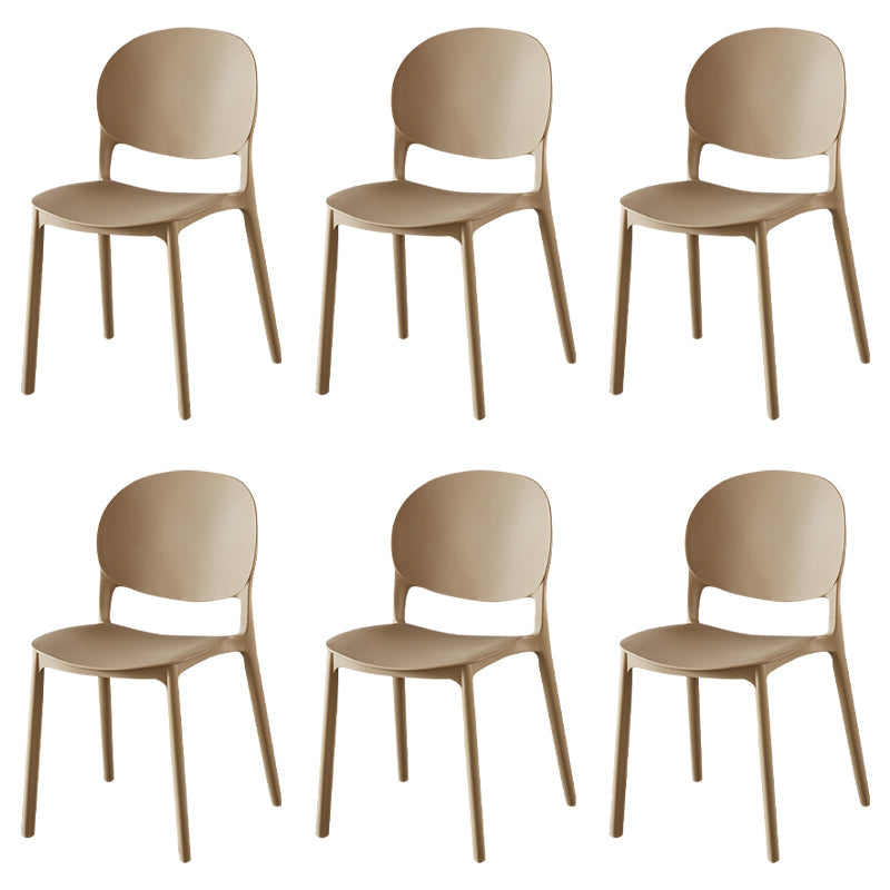 Contemporary Plastic Dining Side Chair Matte Finish Open Back Dining Side Chair Camel 6 Piece Set Clearhalo ' kitchen&dining_furn' 'Dining Chairs' 'Dining Tables & Seating' 'dining_chair' 'furn' 'furn_dining_chair' 'Furniture' 'furniture_dining_chair' 'Kitchen & Dining Furniture' 'kitchen' 3876508