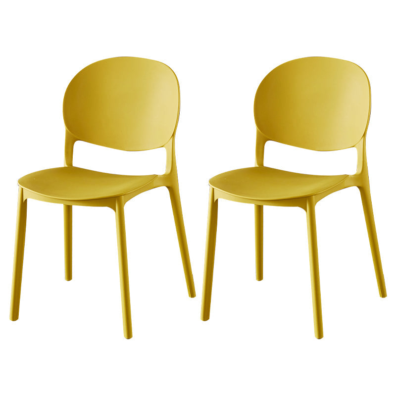 Contemporary Plastic Dining Side Chair Matte Finish Open Back Dining Side Chair Lemon Yellow 2 Piece Set Clearhalo ' kitchen&dining_furn' 'Dining Chairs' 'Dining Tables & Seating' 'dining_chair' 'furn' 'furn_dining_chair' 'Furniture' 'furniture_dining_chair' 'Kitchen & Dining Furniture' 'kitchen' 3876509