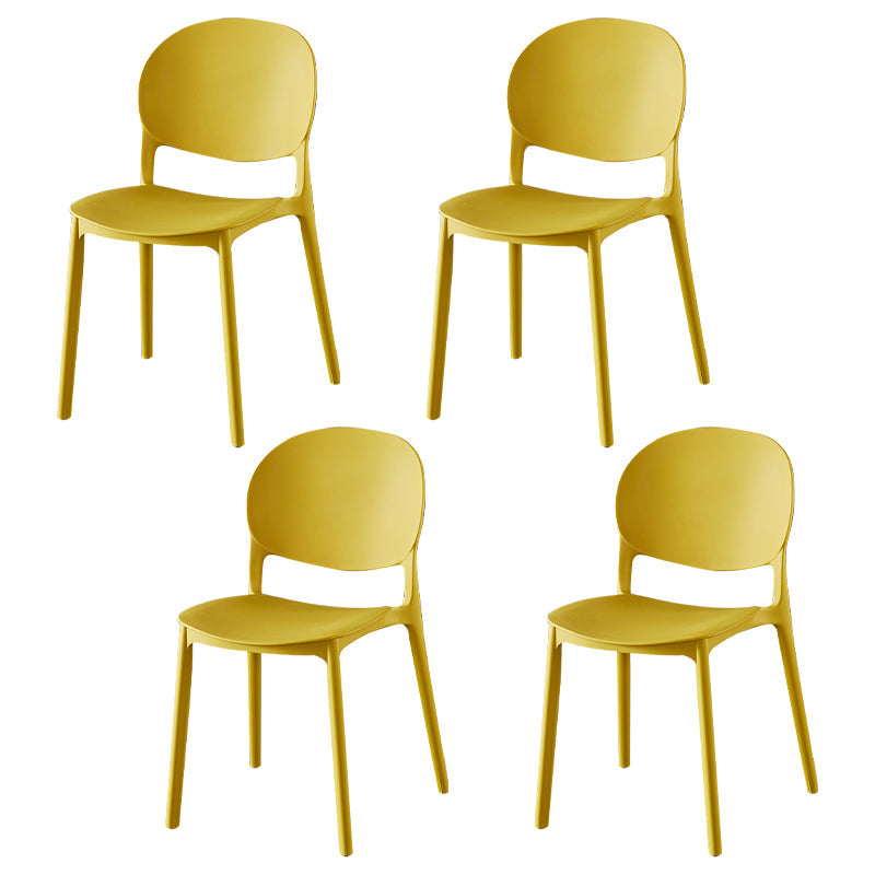Contemporary Plastic Dining Side Chair Matte Finish Open Back Dining Side Chair Lemon Yellow 4 Piece Set Clearhalo ' kitchen&dining_furn' 'Dining Chairs' 'Dining Tables & Seating' 'dining_chair' 'furn' 'furn_dining_chair' 'Furniture' 'furniture_dining_chair' 'Kitchen & Dining Furniture' 'kitchen' 3876510