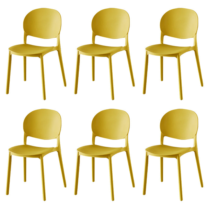 Contemporary Plastic Dining Side Chair Matte Finish Open Back Dining Side Chair Lemon Yellow 6 Piece Set Clearhalo ' kitchen&dining_furn' 'Dining Chairs' 'Dining Tables & Seating' 'dining_chair' 'furn' 'furn_dining_chair' 'Furniture' 'furniture_dining_chair' 'Kitchen & Dining Furniture' 'kitchen' 3876511