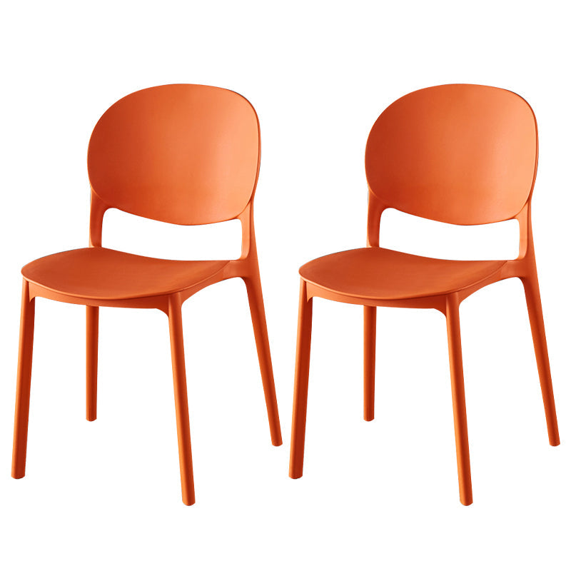 Contemporary Plastic Dining Side Chair Matte Finish Open Back Dining Side Chair Orange Red 2 Piece Set Clearhalo ' kitchen&dining_furn' 'Dining Chairs' 'Dining Tables & Seating' 'dining_chair' 'furn' 'furn_dining_chair' 'Furniture' 'furniture_dining_chair' 'Kitchen & Dining Furniture' 'kitchen' 3876515