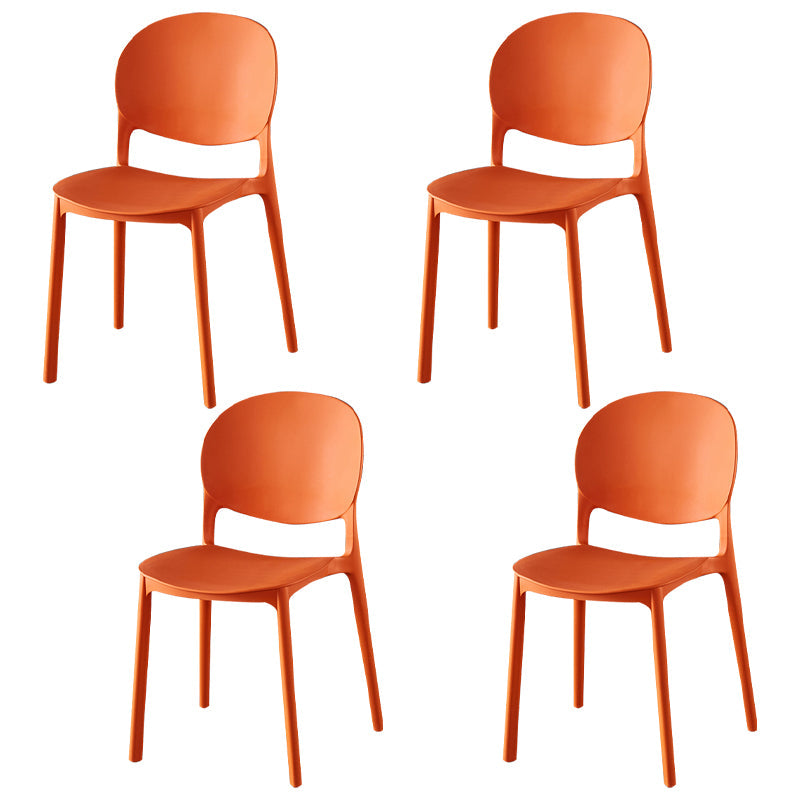 Contemporary Plastic Dining Side Chair Matte Finish Open Back Dining Side Chair Orange Red 4 Piece Set Clearhalo ' kitchen&dining_furn' 'Dining Chairs' 'Dining Tables & Seating' 'dining_chair' 'furn' 'furn_dining_chair' 'Furniture' 'furniture_dining_chair' 'Kitchen & Dining Furniture' 'kitchen' 3876516