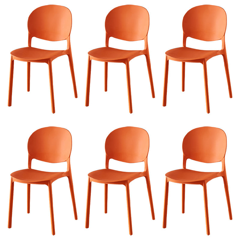 Contemporary Plastic Dining Side Chair Matte Finish Open Back Dining Side Chair Orange Red 6 Piece Set Clearhalo ' kitchen&dining_furn' 'Dining Chairs' 'Dining Tables & Seating' 'dining_chair' 'furn' 'furn_dining_chair' 'Furniture' 'furniture_dining_chair' 'Kitchen & Dining Furniture' 'kitchen' 3876517