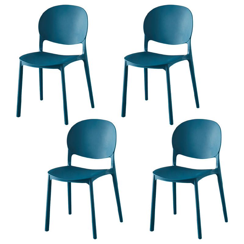 Contemporary Plastic Dining Side Chair Matte Finish Open Back Dining Side Chair Dark Blue 4 Piece Set Clearhalo ' kitchen&dining_furn' 'Dining Chairs' 'Dining Tables & Seating' 'dining_chair' 'furn' 'furn_dining_chair' 'Furniture' 'furniture_dining_chair' 'Kitchen & Dining Furniture' 'kitchen' 3876522