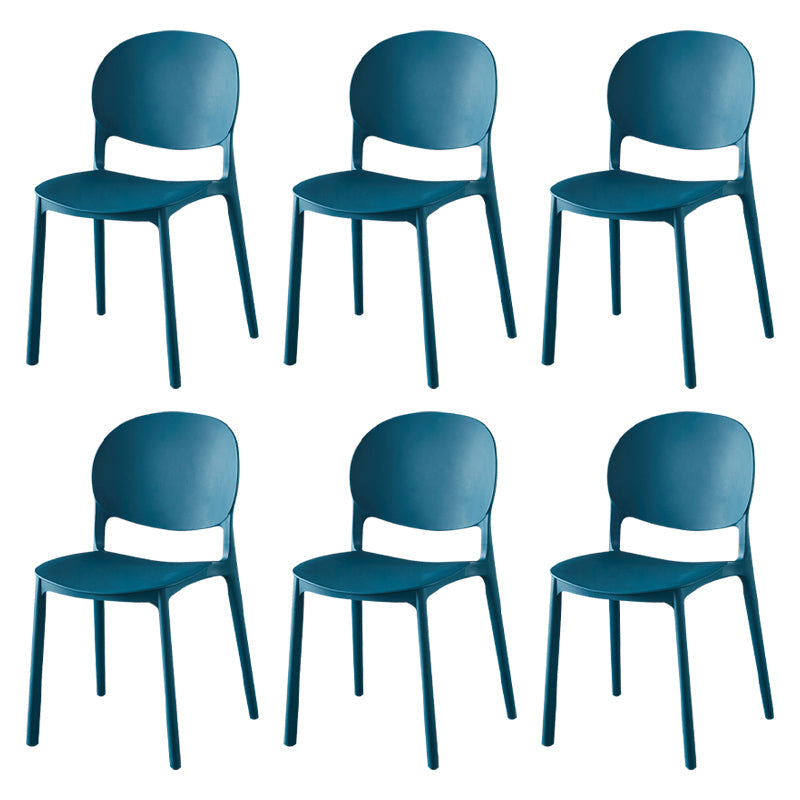 Contemporary Plastic Dining Side Chair Matte Finish Open Back Dining Side Chair Dark Blue 6 Piece Set Clearhalo ' kitchen&dining_furn' 'Dining Chairs' 'Dining Tables & Seating' 'dining_chair' 'furn' 'furn_dining_chair' 'Furniture' 'furniture_dining_chair' 'Kitchen & Dining Furniture' 'kitchen' 3876523